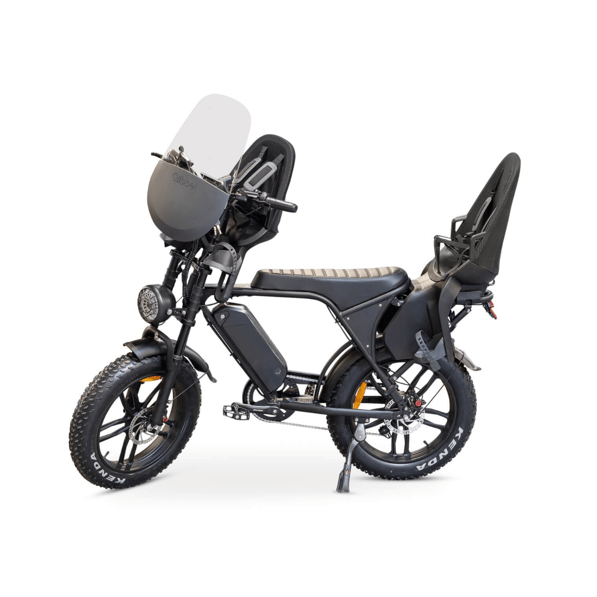 Ouxi V8 Family Bike - Zwart - Voor - Achterzitje - Junior